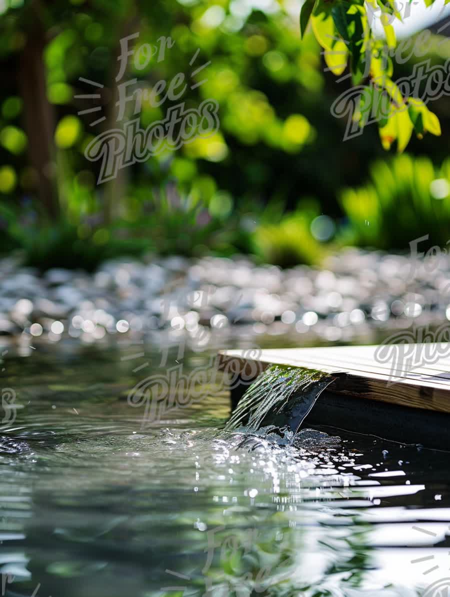 Tranquil Garden Water Feature with Bokeh Effect