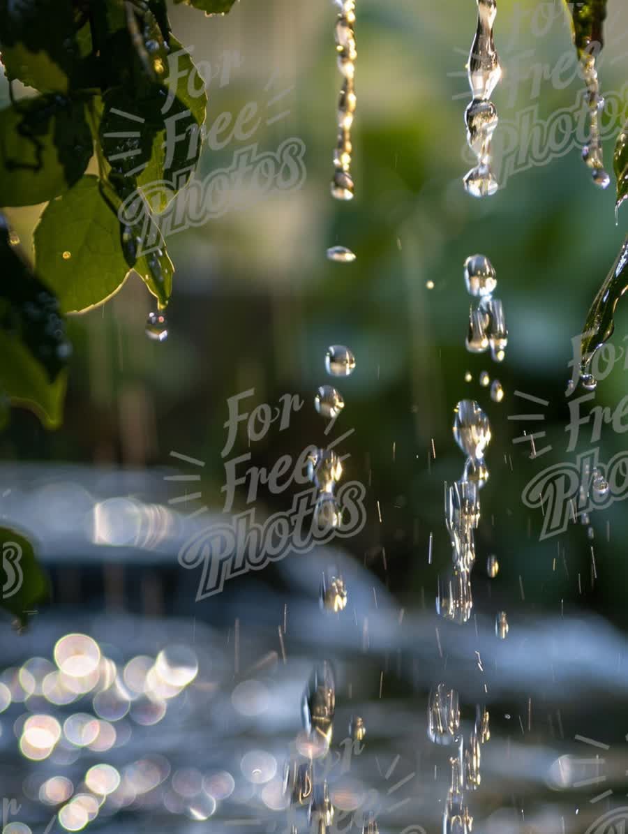 Glittering Water Drops: Nature's Refreshing Beauty and Serenity