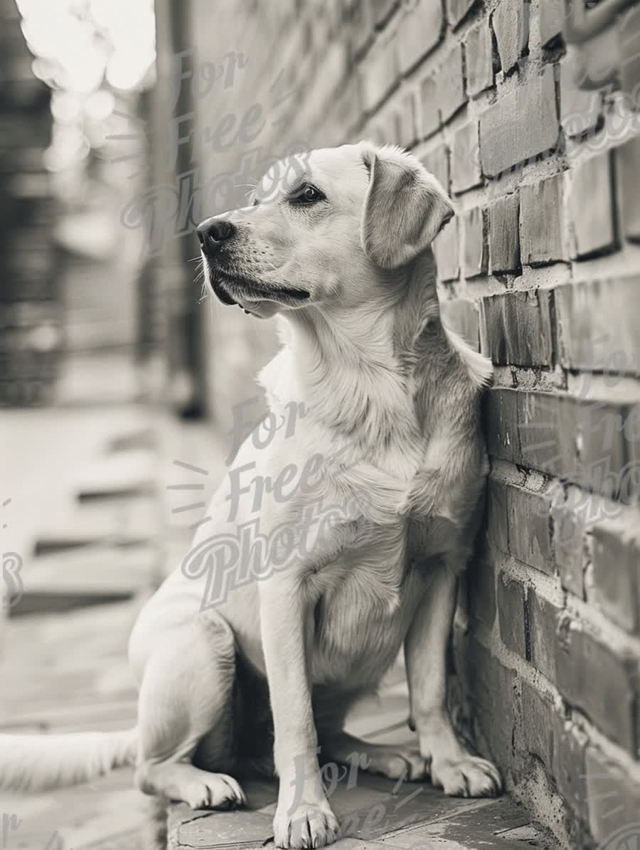 Elegant Labrador Retriever in Urban Setting - Black and White Photography