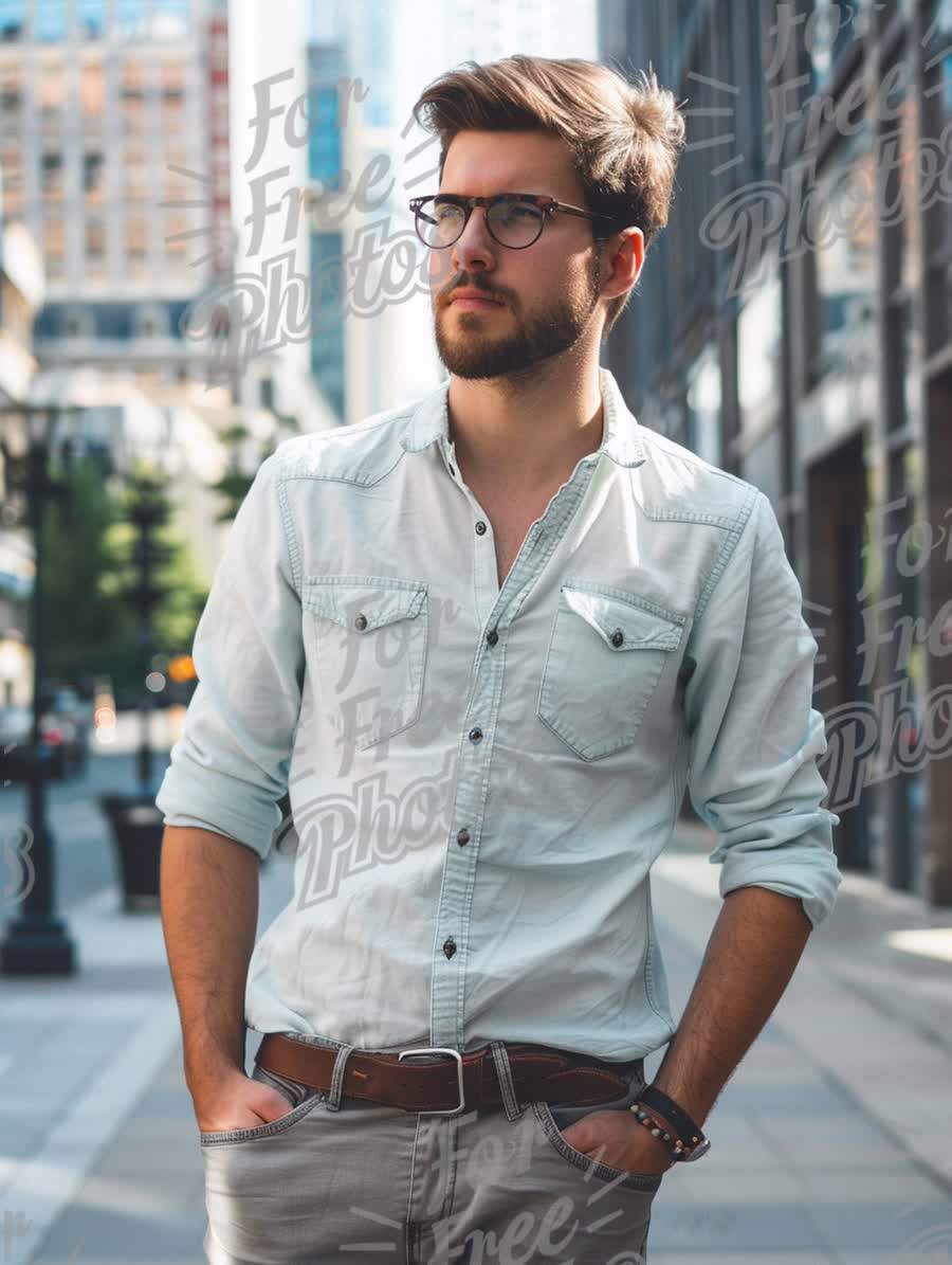 Confident Young Man in Urban Setting: Stylish Fashion and Modern Lifestyle