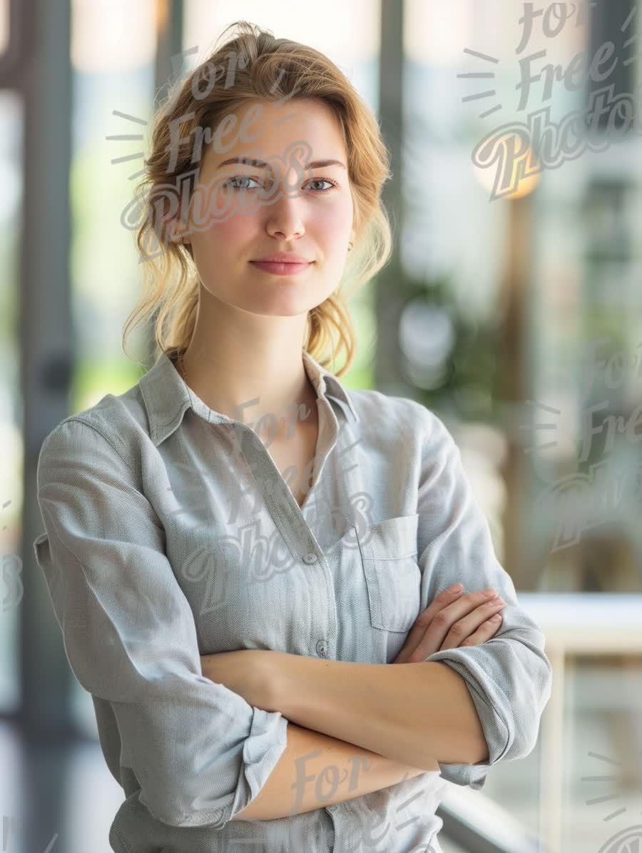 Confident Young Woman in Modern Office Setting