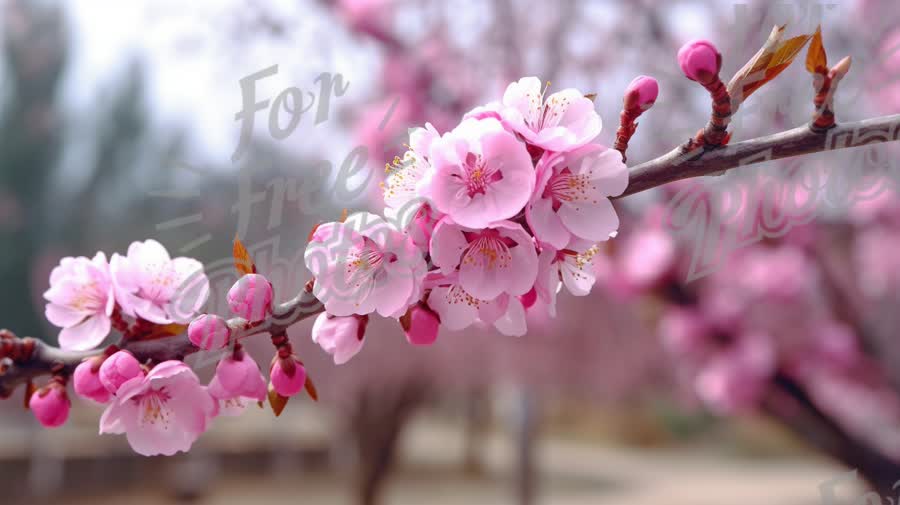 Beautiful Cherry Blossom Branch in Bloom - Spring Floral Background