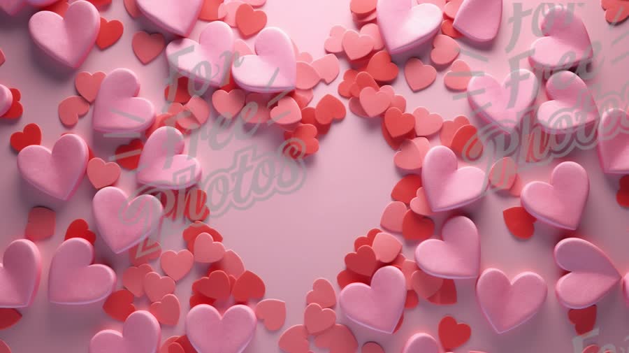 Colorful Heart Shapes on Pink Background for Valentine's Day and Love Themes