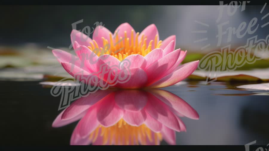 Serene Pink Lotus Flower Reflection on Tranquil Water