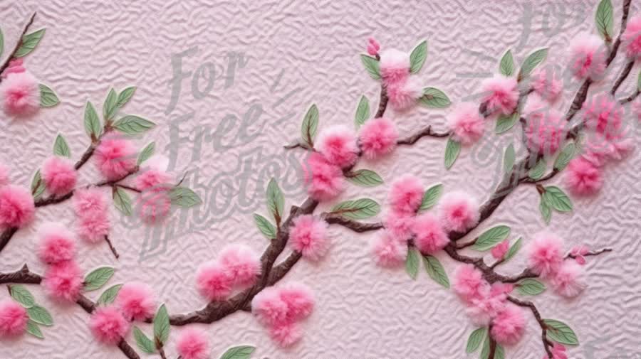 Beautiful Pink Cherry Blossom Branches on Textured Background - Spring Floral Decor