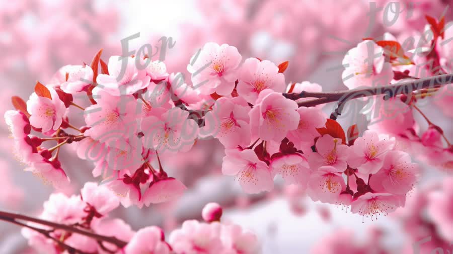 Beautiful Cherry Blossom Branch in Full Bloom - Spring Floral Background