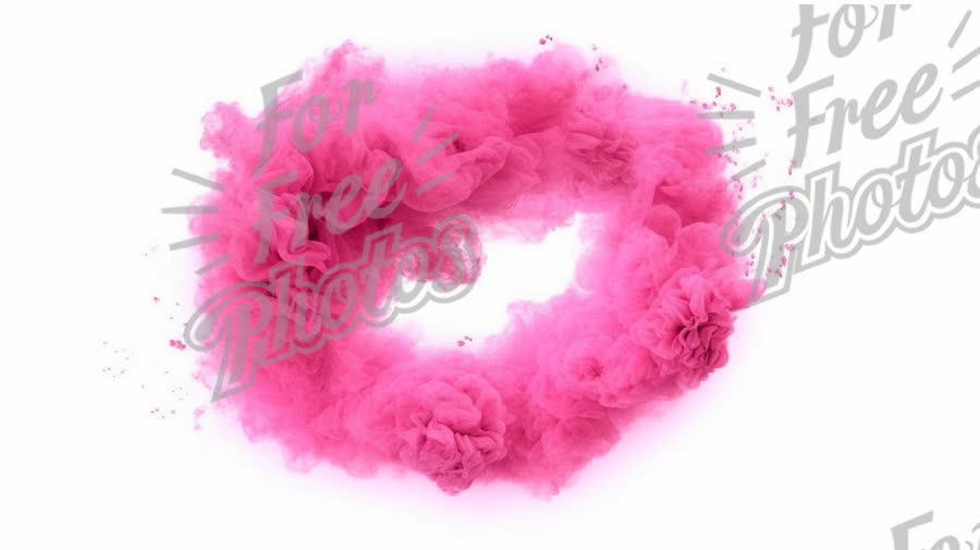 Vibrant Pink Smoke Cloud on White Background for Creative Designs