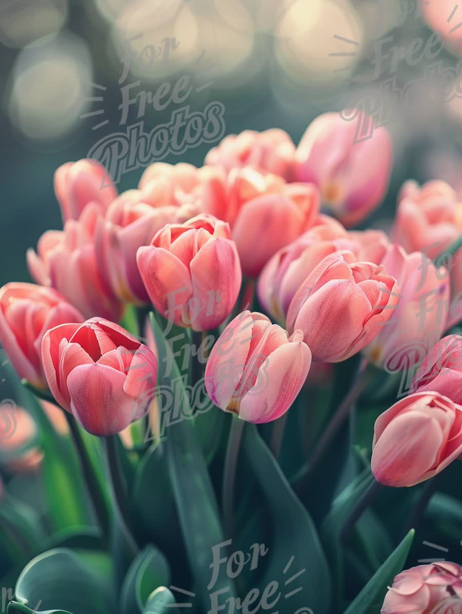 Beautiful Pink Tulips in Bloom - Spring Floral Arrangement