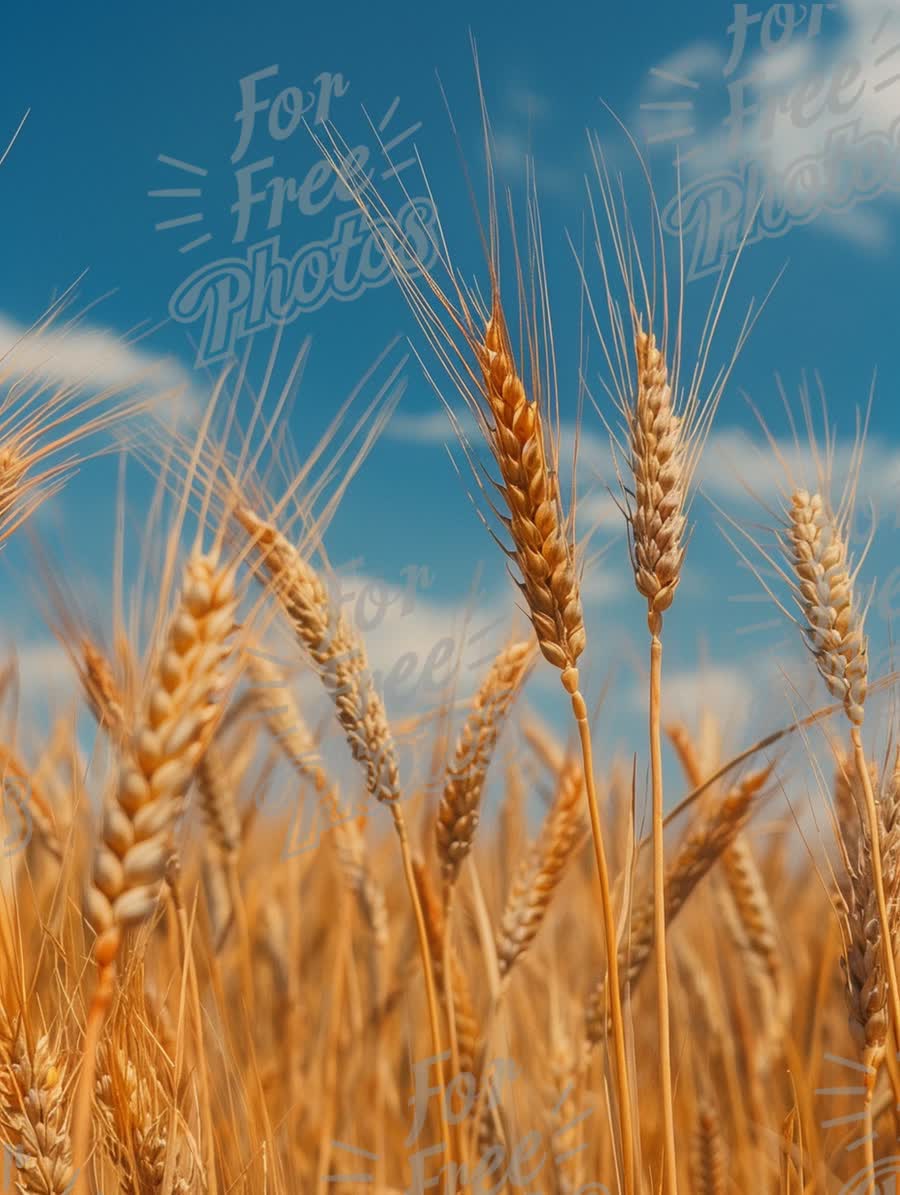 Golden Wheat Field Under Blue Sky - Agriculture and Nature