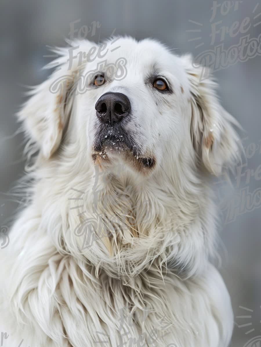 Majestic White Dog Portrait with Soft Fur and Expressive Eyes