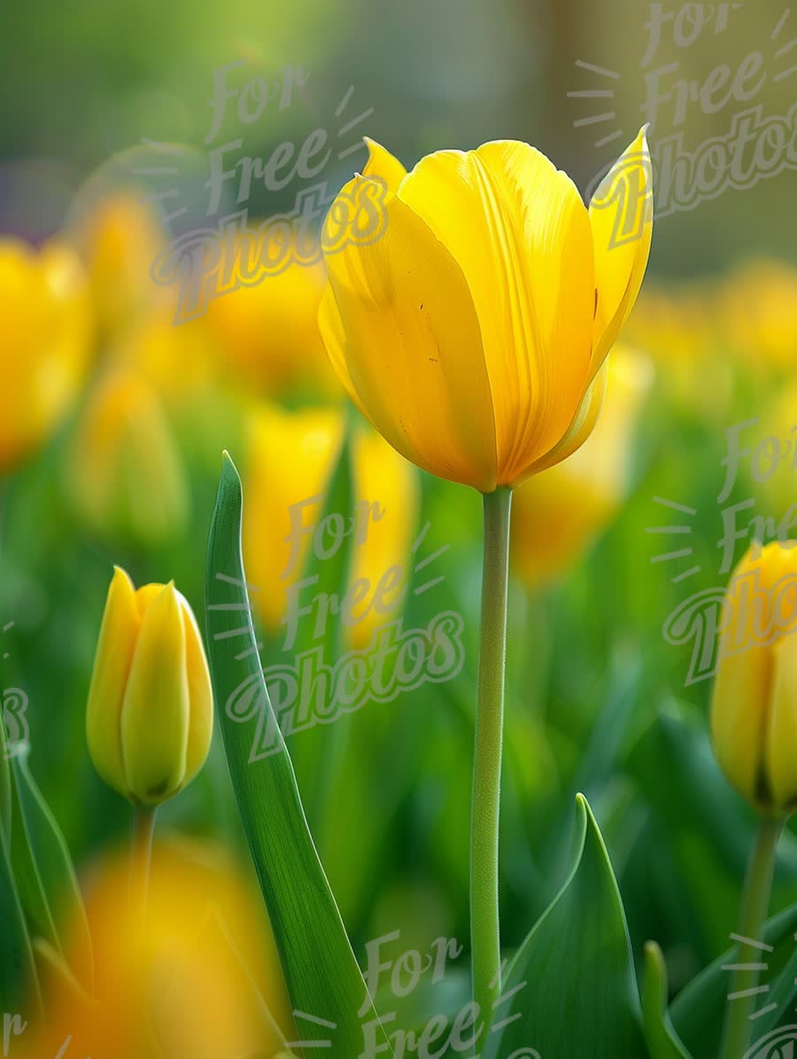 Vibrant Yellow Tulip in Bloom: Spring Floral Beauty