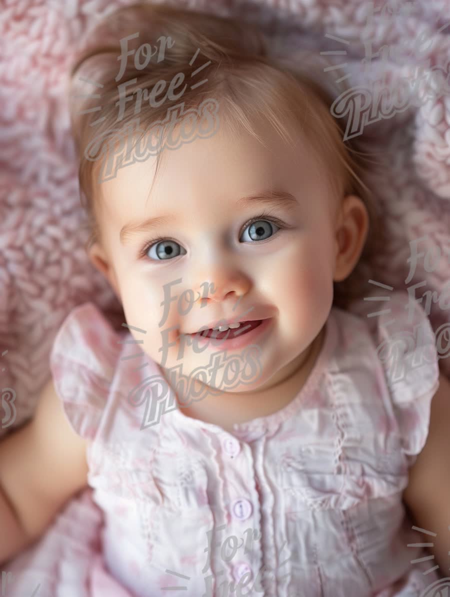 Adorable Baby Girl Smiling on Soft Blanket - Joyful Childhood Moments