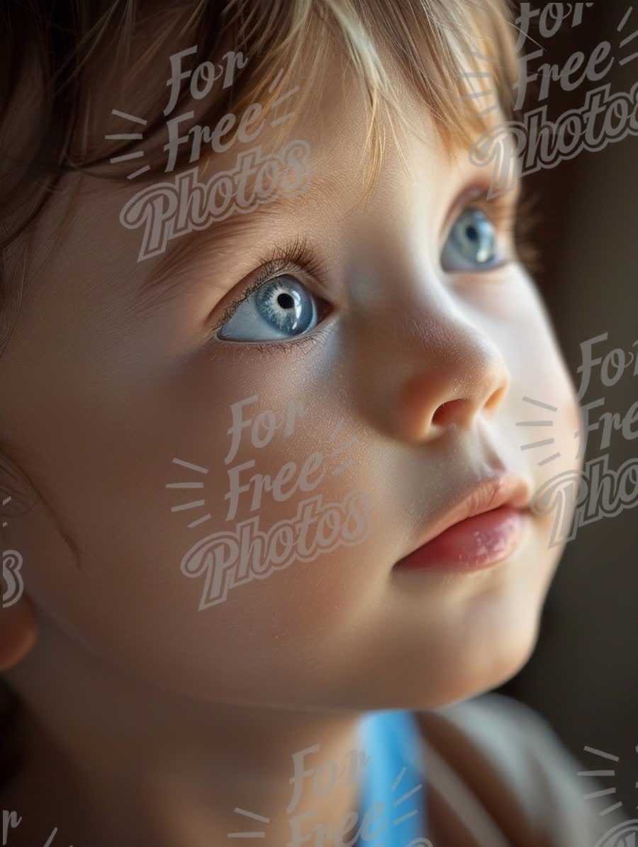 Captivating Close-Up of a Child with Striking Blue Eyes and Innocent Expression