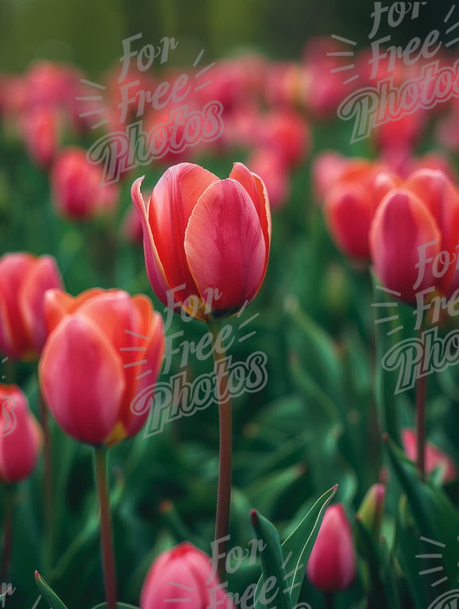 Vibrant Pink Tulips in Bloom: Spring Floral Beauty and Nature's Colorful Garden