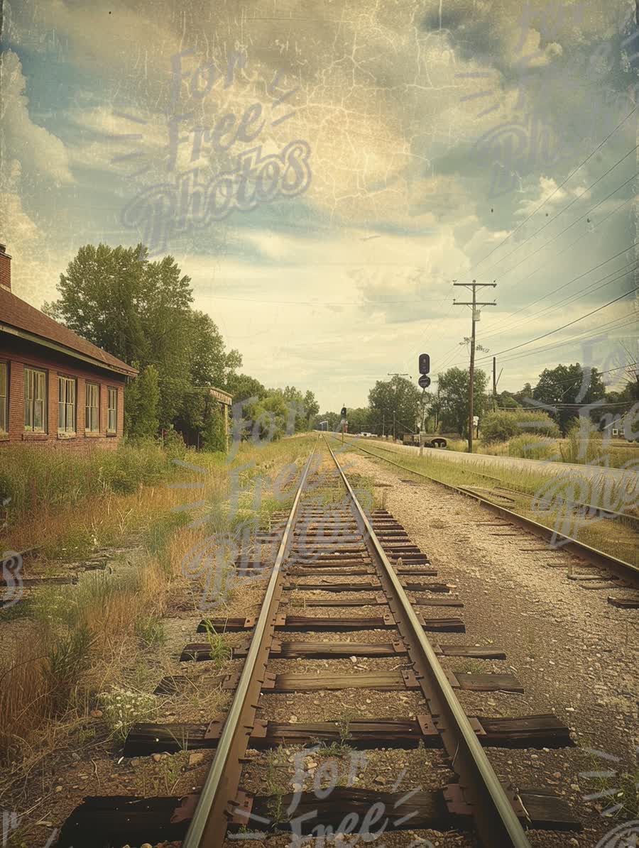 Abandoned Railway Tracks Under Dramatic Sky: Nostalgic Landscape Photography