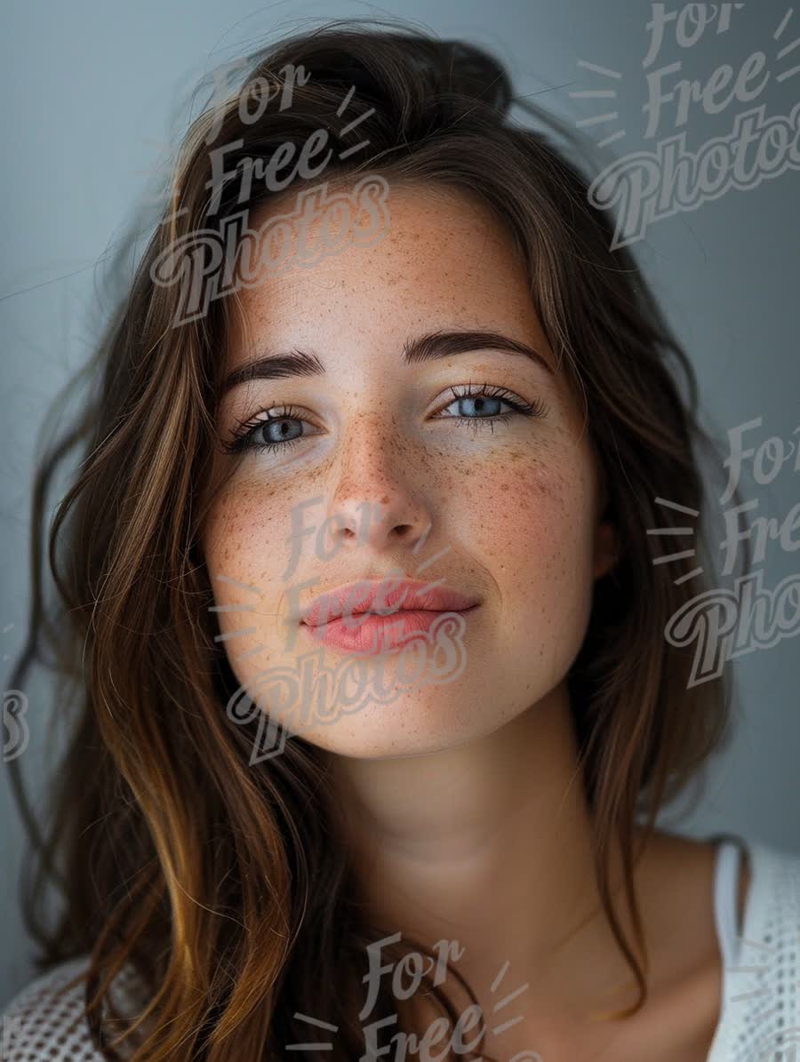 Natural Beauty Portrait of a Young Woman with Freckles and Radiant Skin