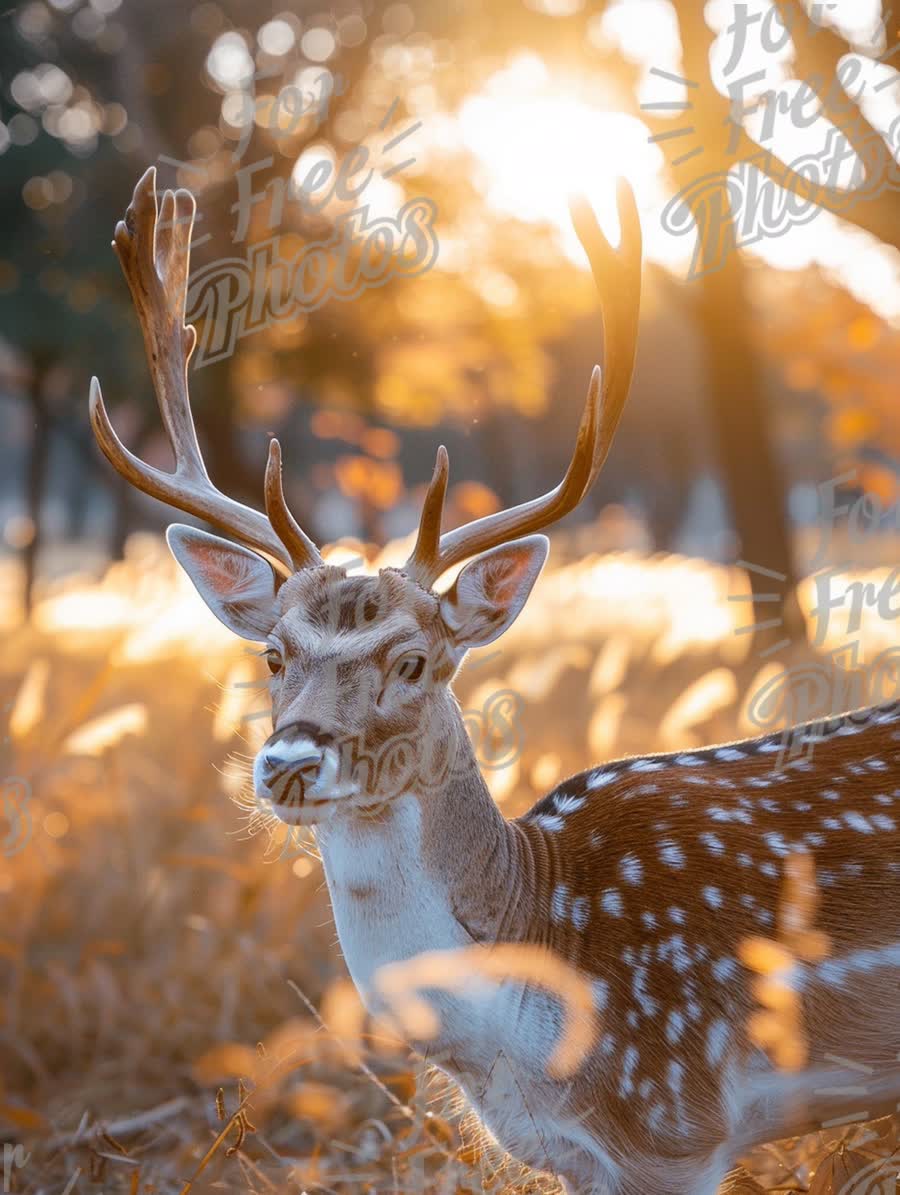 Majestic Deer in Golden Sunset: Nature's Serenity and Wildlife Beauty