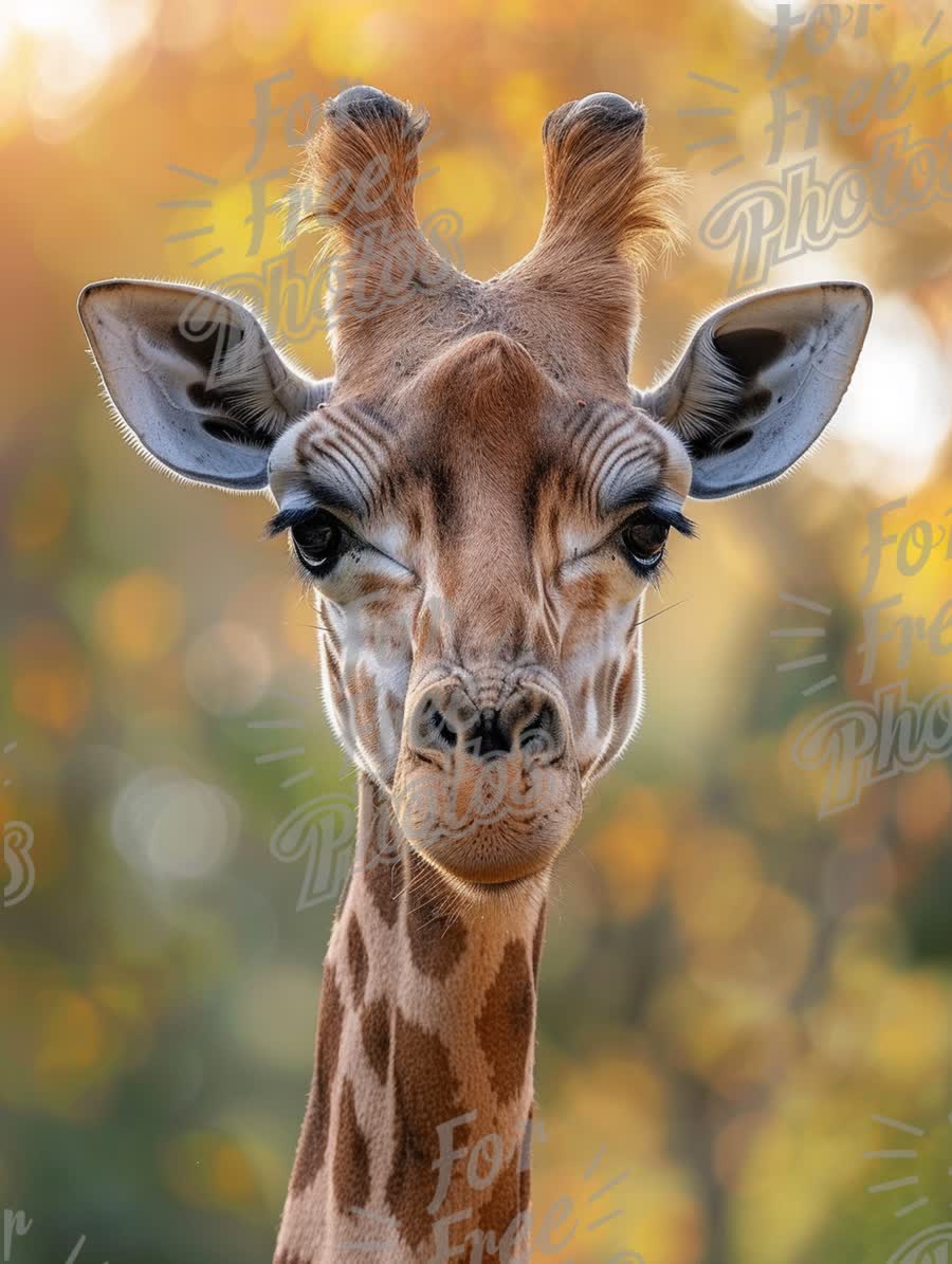 Majestic Giraffe Portrait with Autumn Background