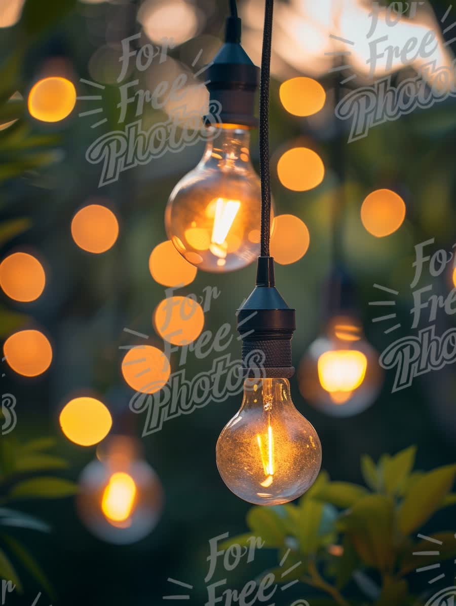 Warm Ambient String Lights with Bokeh Effect for Cozy Outdoor Decor