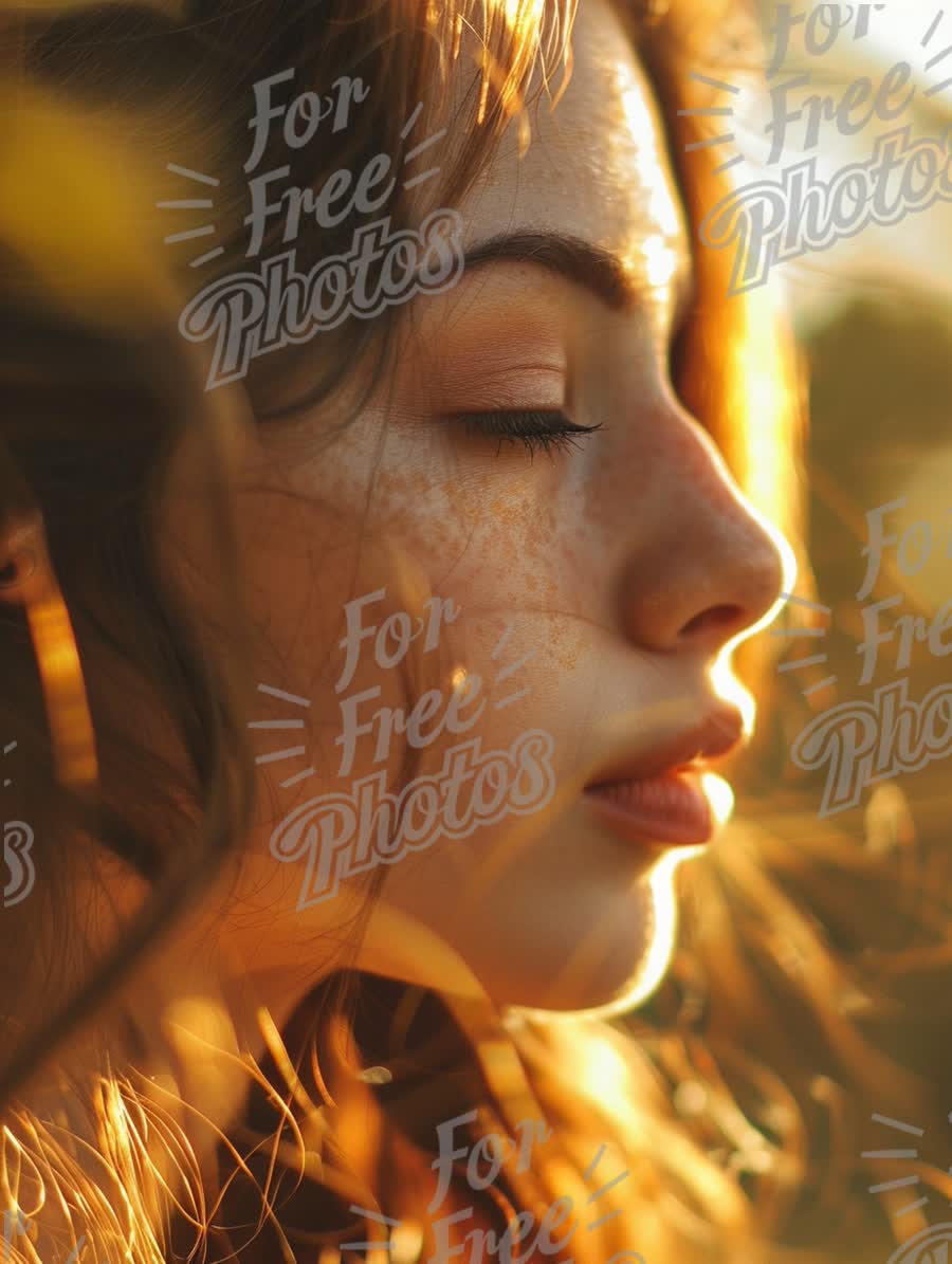 Serene Portrait of a Young Woman in Golden Hour Light