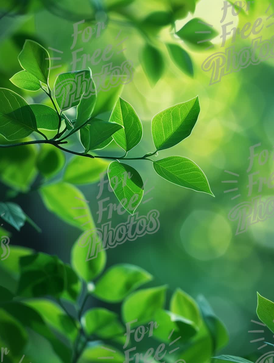 Vibrant Green Leaves with Soft Bokeh Background for Nature and Wellness Themes