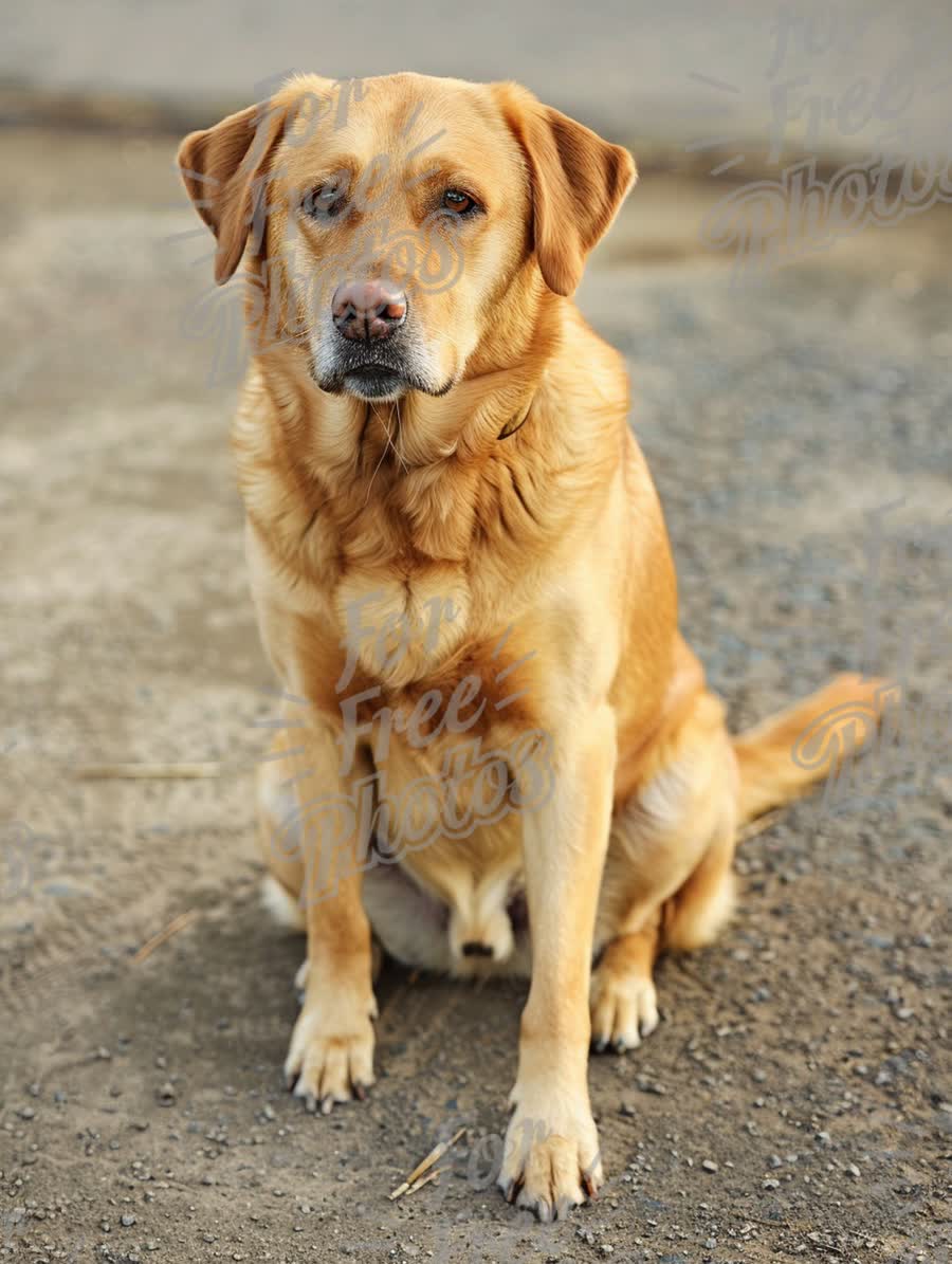 Golden Labrador Retriever Sitting Outdoors - Loyal Companion and Family Pet