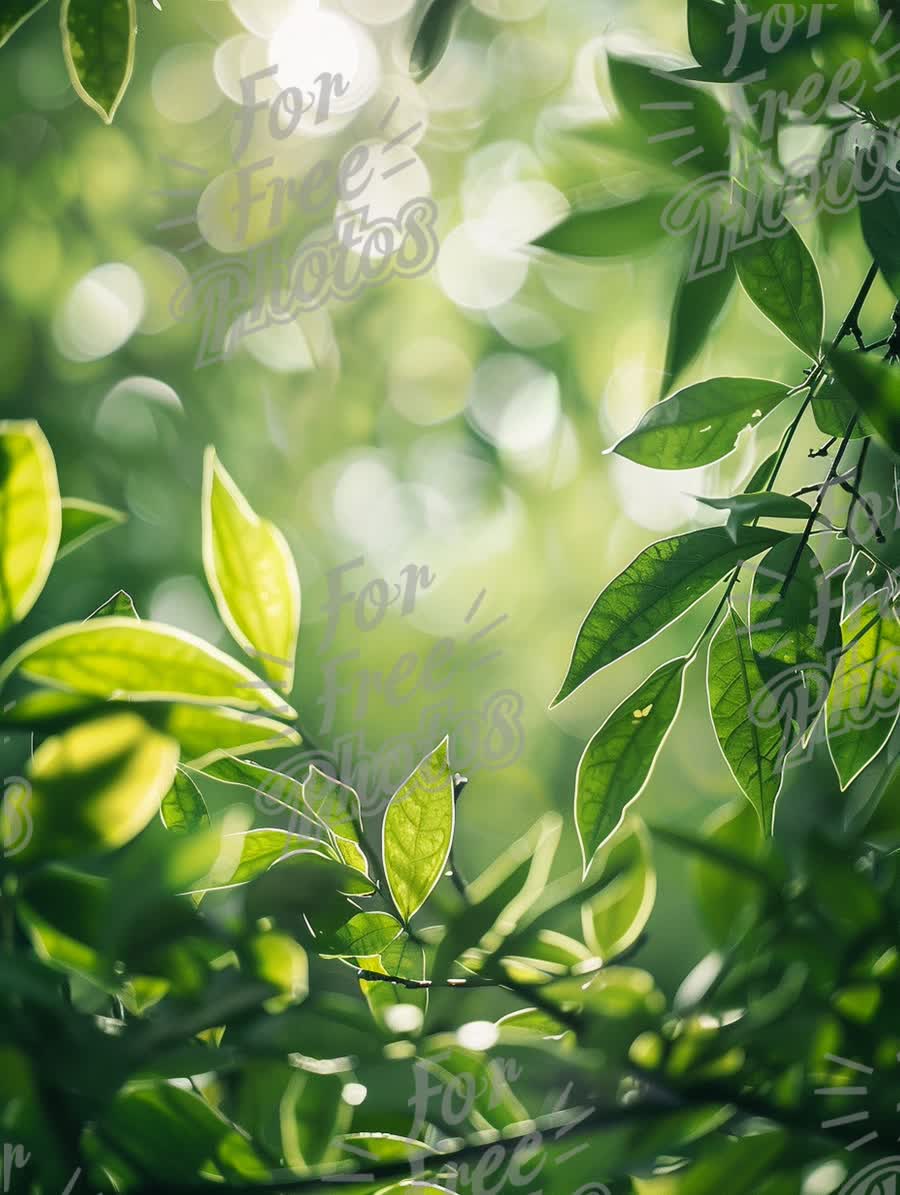 Serene Green Leaves with Soft Bokeh Background for Nature and Wellness Themes