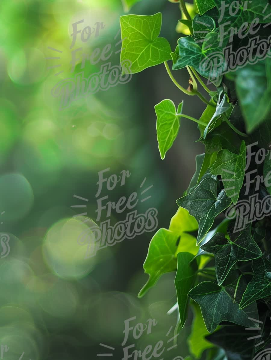 Vibrant Green Ivy Leaves with Soft Bokeh Background for Nature and Wellness Themes