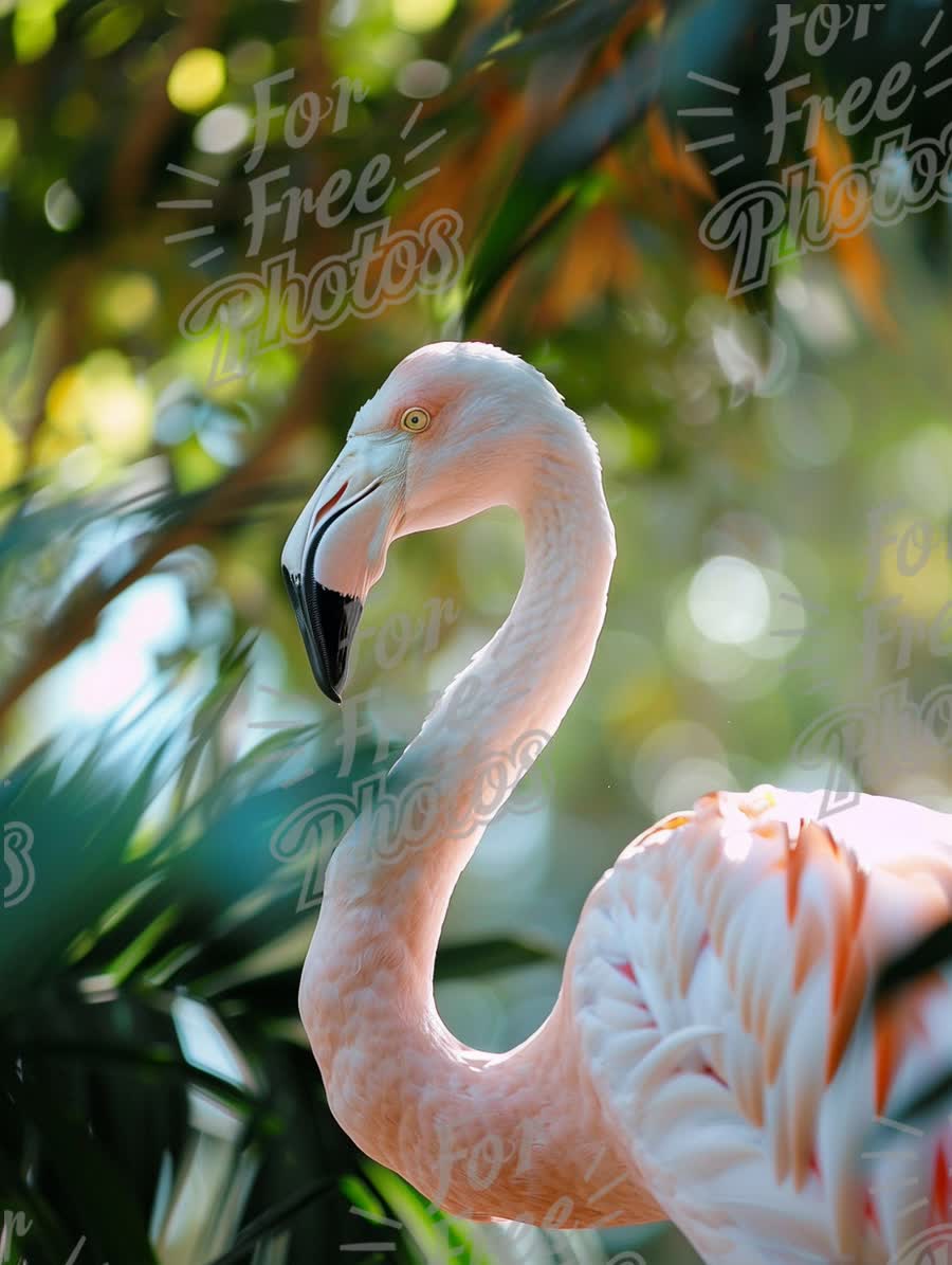 Elegant Flamingo Portrait in Lush Tropical Setting