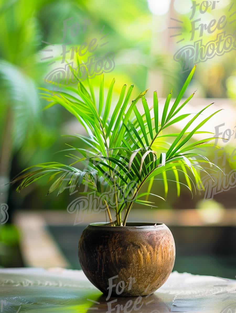 Elegant Indoor Plant in Rustic Pot: Greenery for Home Decor and Wellness