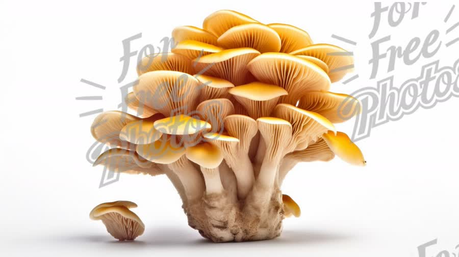 Vibrant Golden Oyster Mushrooms on White Background - Fresh Organic Fungi for Culinary Use