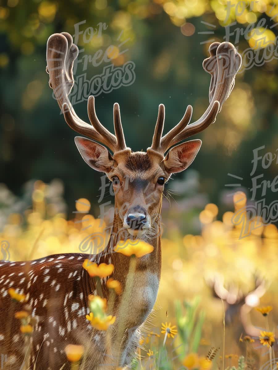 Majestic Fallow Deer in Blooming Wildflower Meadow