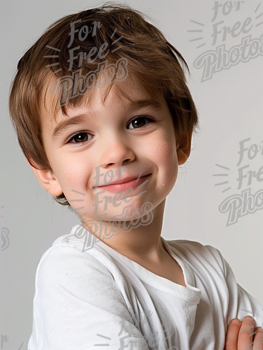 Cheerful Young Boy Smiling with Confidence in Studio Portrait