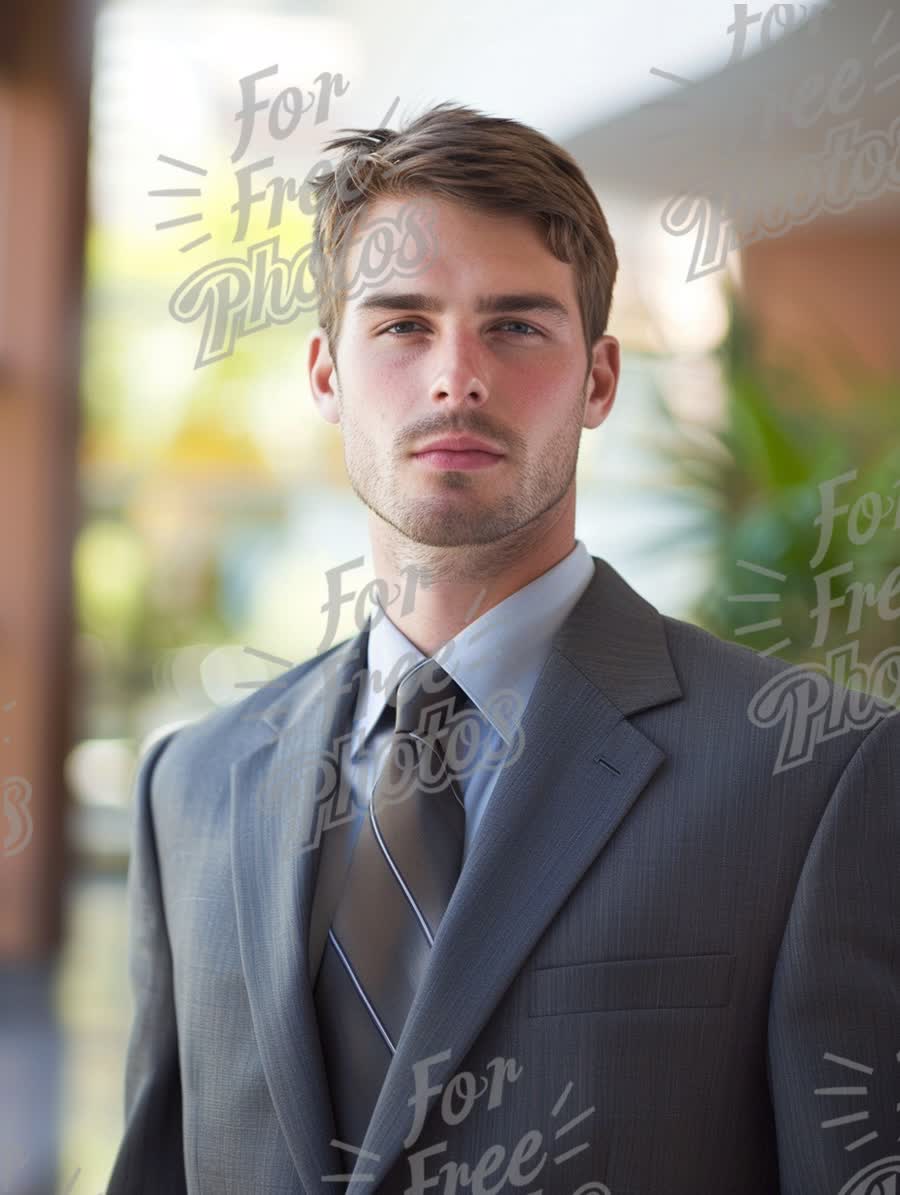 Confident Businessman in Professional Attire with Modern Background