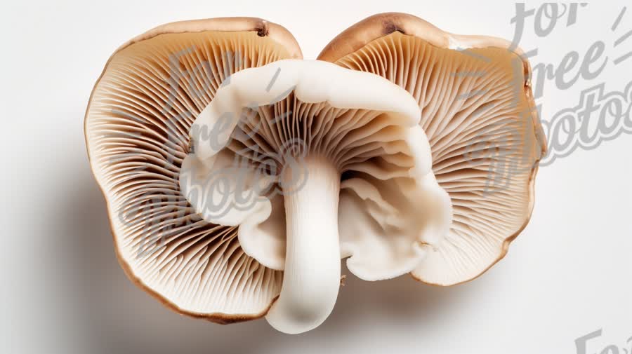 Close-Up of Fresh Gourmet Mushroom with Detailed Gills on White Background