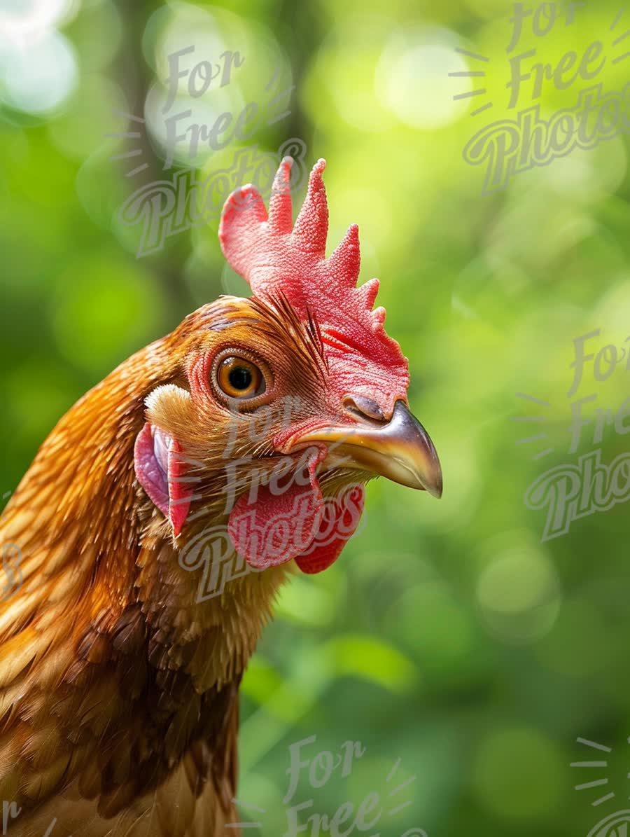 Close-Up of a Beautiful Chicken with Bokeh Background in Nature