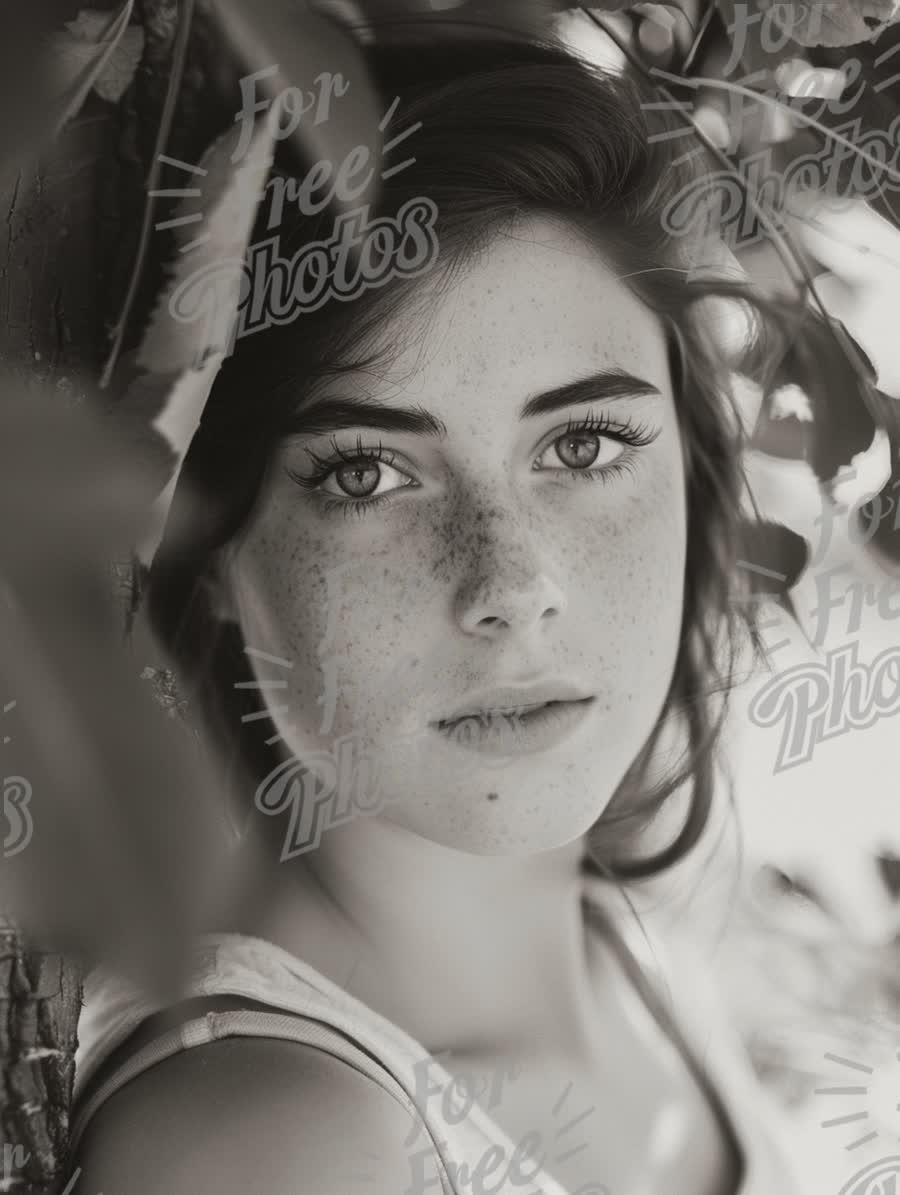 Natural Beauty Portrait with Freckles in Soft Focus