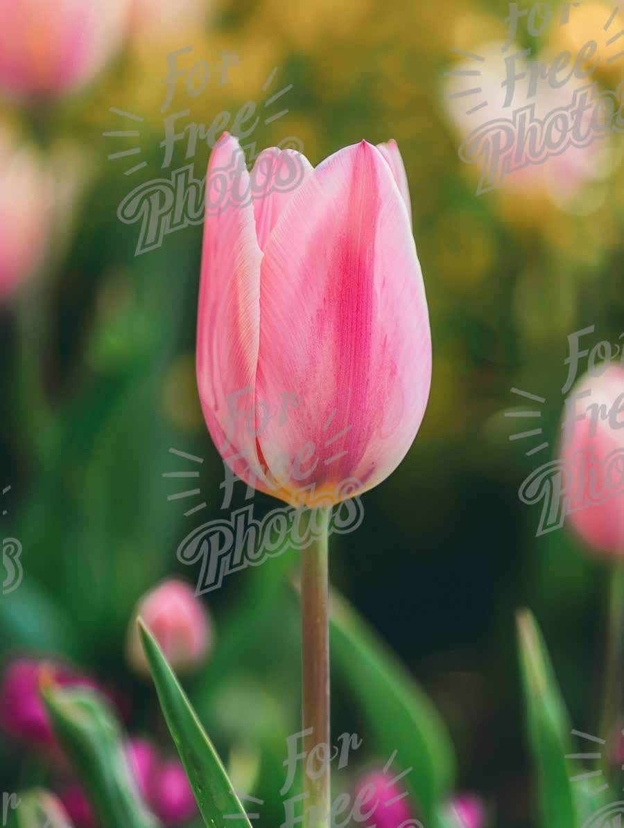 Beautiful Pink Tulip in Bloom - Spring Floral Background