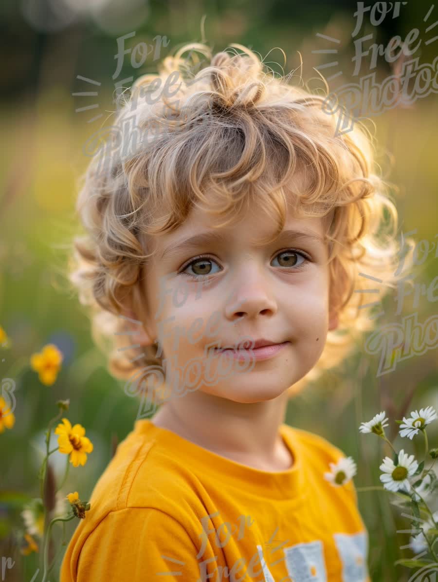 Joyful Child in Nature: Bright Summer Portrait with Flowers