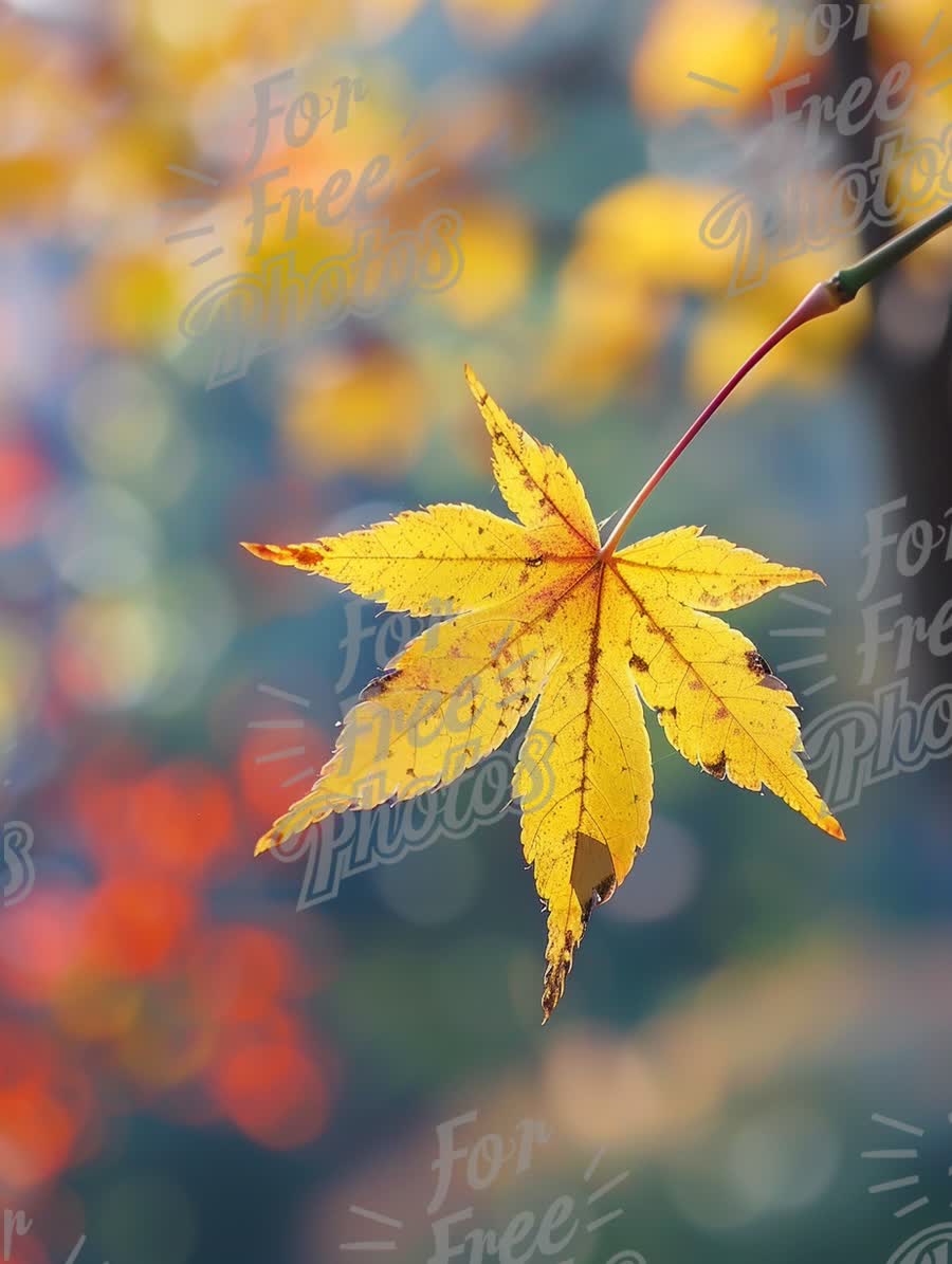 Vibrant Autumn Leaf with Bokeh Background - Fall Colors and Nature Beauty