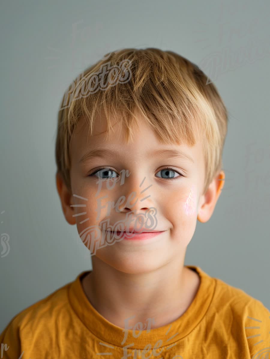 Cheerful Young Boy with Bright Blue Eyes and Playful Expression