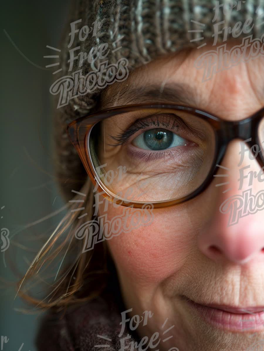 Close-Up Portrait of a Woman in Winter Hat with Warm Expression