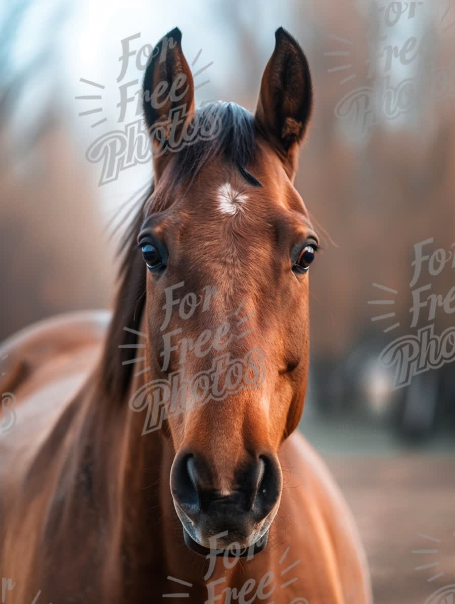 Majestic Brown Horse Portrait in Natural Setting