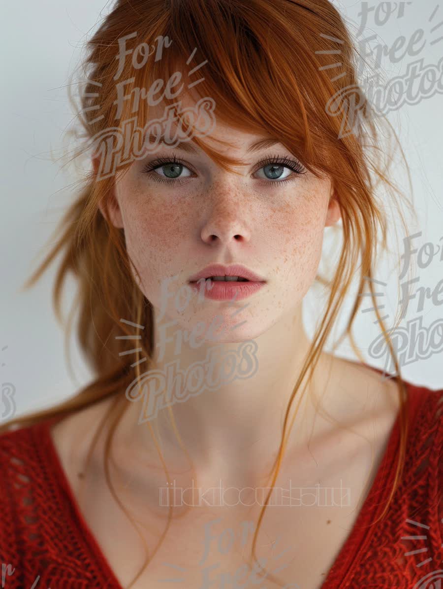 Natural Beauty: Portrait of a Freckled Redhead with Soft Features