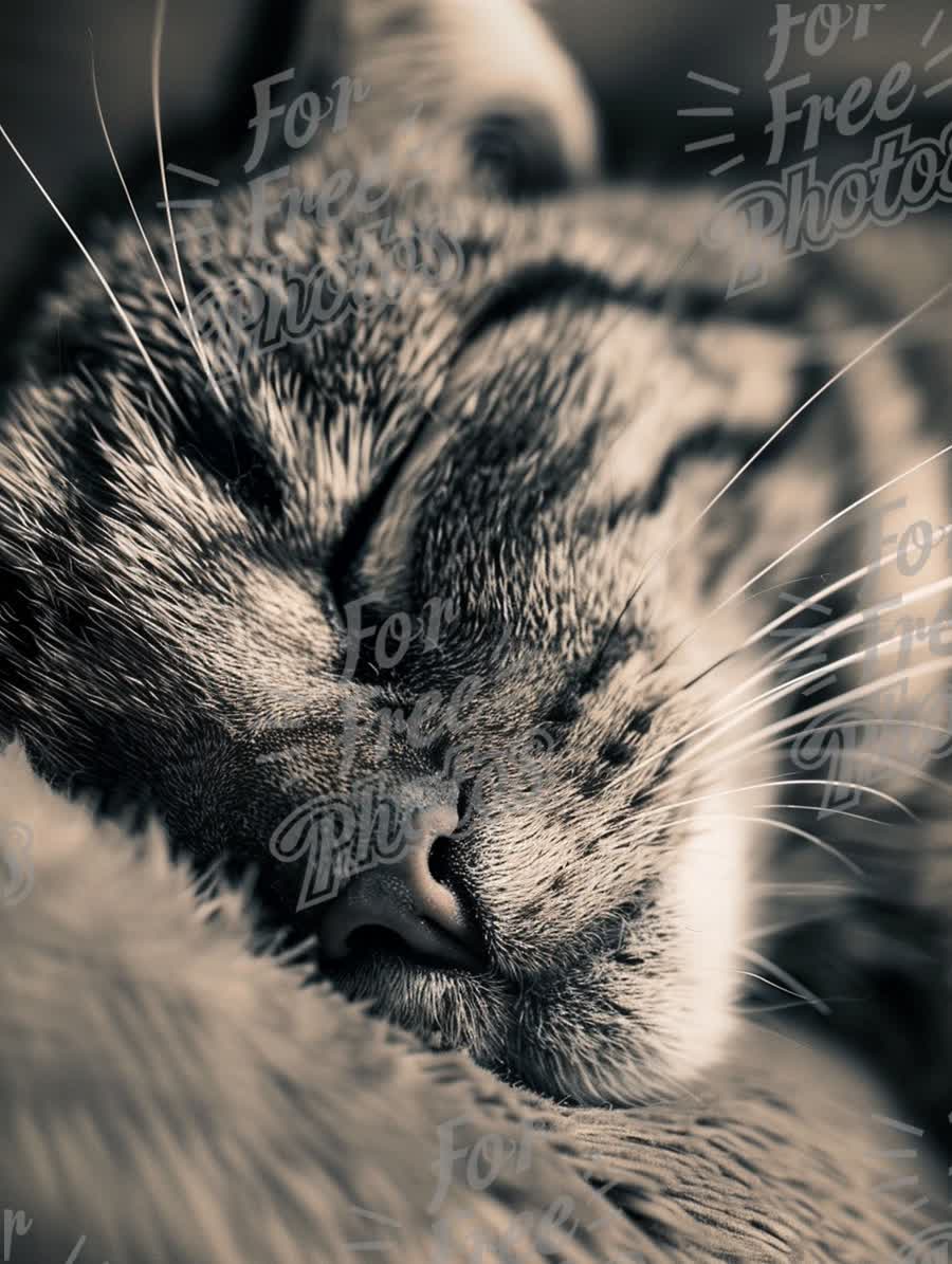 Peaceful Sleeping Cat Close-Up: Cozy Feline Portrait for Pet Lovers