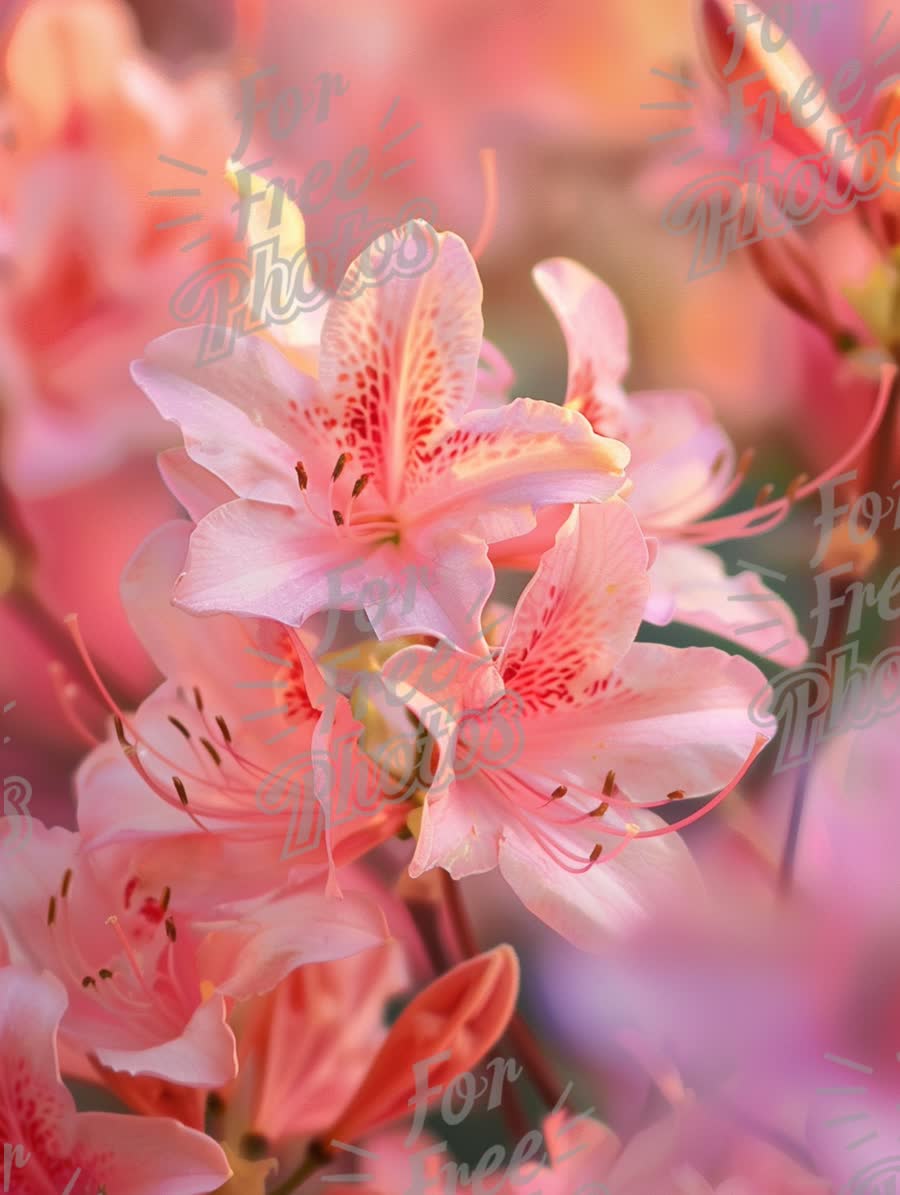 Delicate Pink Azalea Blossoms in Soft Focus - Spring Floral Background