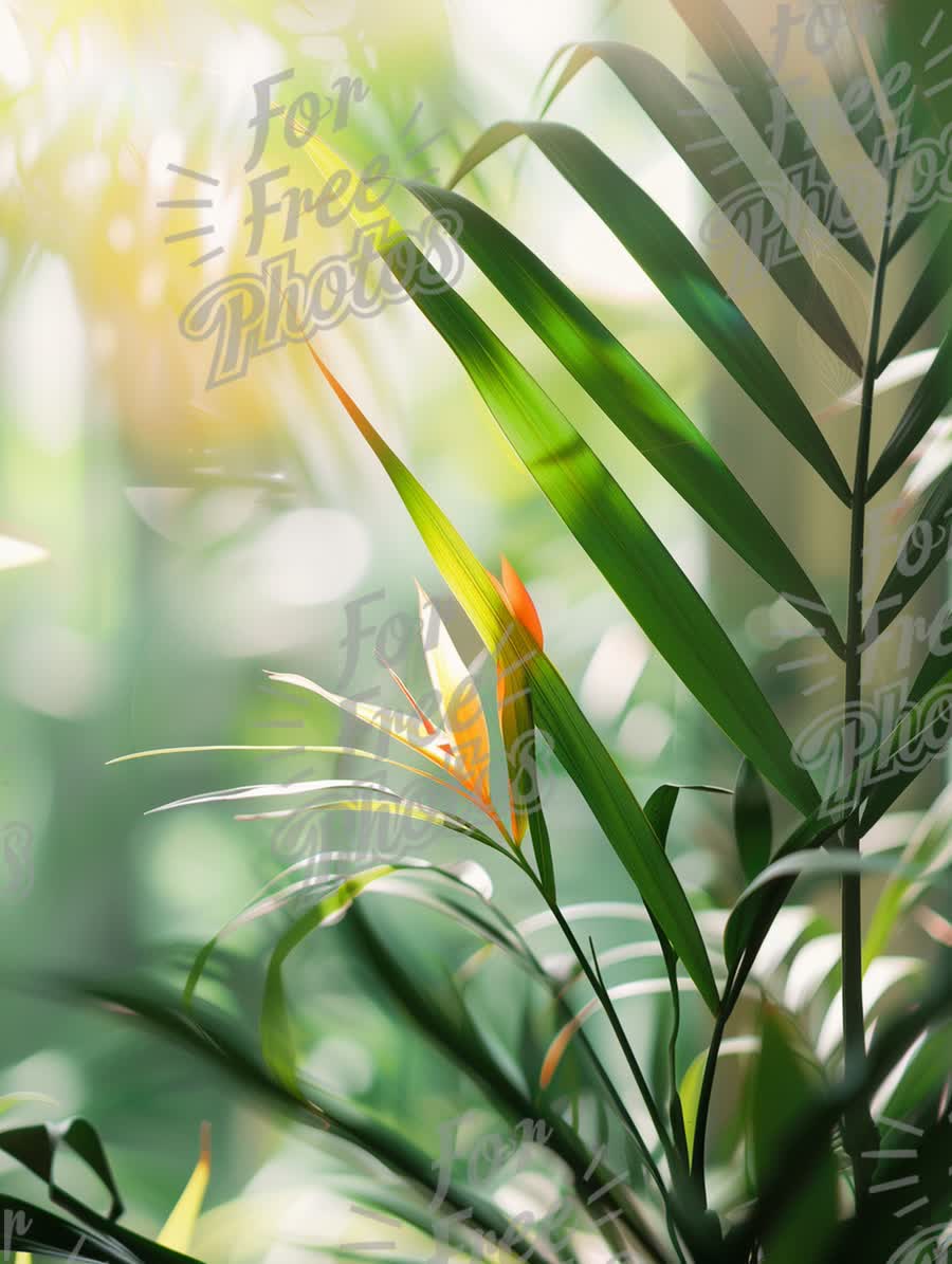 Vibrant Tropical Foliage with Soft Sunlight - Nature Background