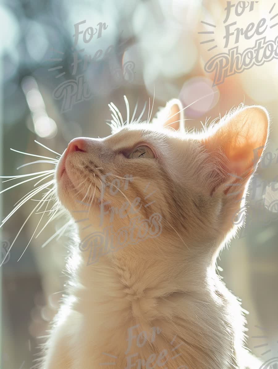 Serene Cat Portrait with Sunlight and Bokeh Effect