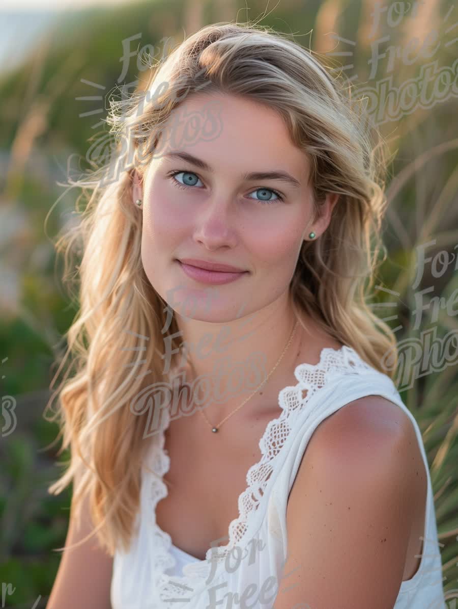 Natural Beauty Portrait of a Young Woman in a Serene Outdoor Setting