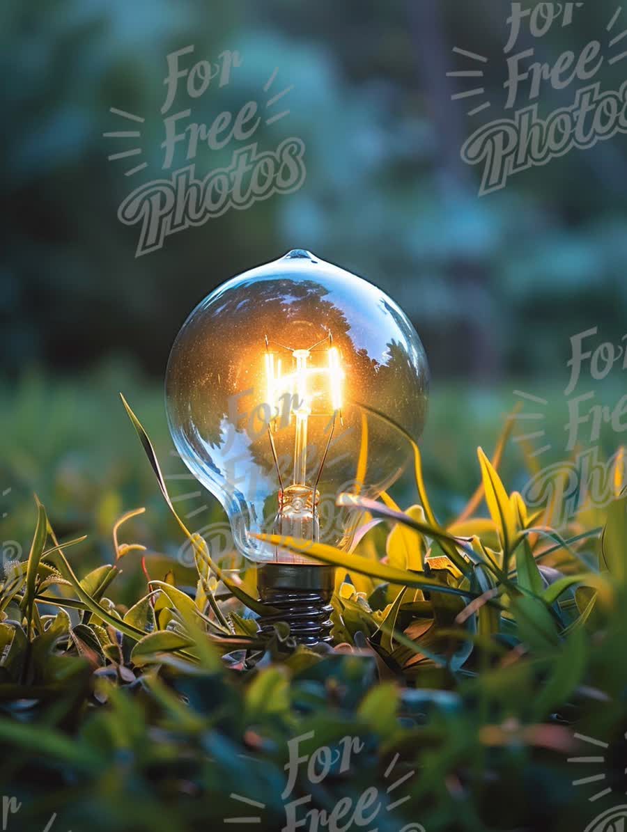 Illuminating Nature: Eco-Friendly Light Bulb in Lush Greenery